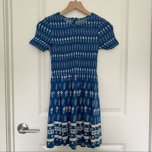 Forever 21 | Smocked Patterned Blue Mini Dress